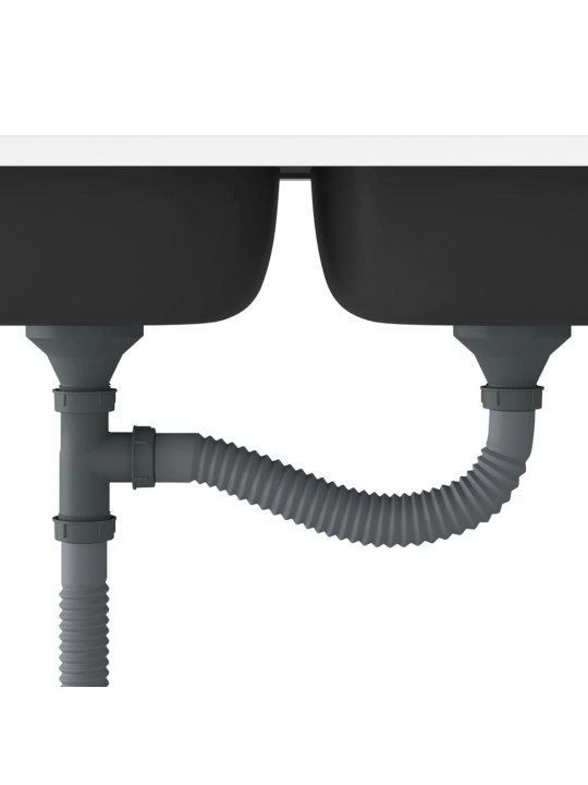 Kuchyňský dvojitý dřez stříbrný 1 200x500x155 mm nerezová ocel