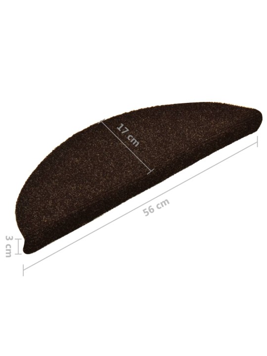 Samolepící nášlapy na schody 15 ks hnědé 56x17x3 cm vpichované