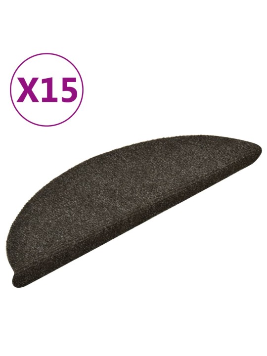 Samolepicí nášlapy na schody 15ks antracit 56x17x3cm vpichované