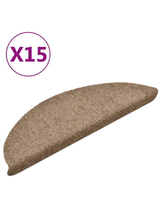 Samolepící nášlapy na schody 15 ks krémové 56x17x3cm vpichované
