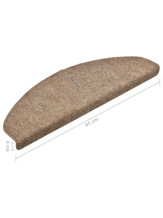 Samolepící nášlapy na schody 15 ks krémové 65x21x4cm vpichované