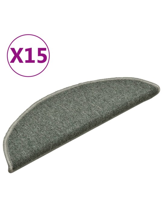Kobercové nášlapy na schody 15 ks tmavě zelené 56 x 17 x 3 cm