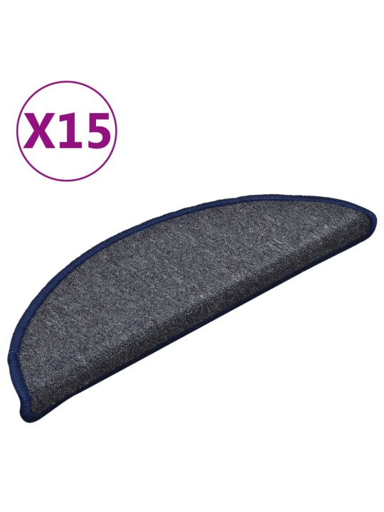 Kobercové nášlapy na schody 15 ks tmavě šedo-modré 56x17x3 cm