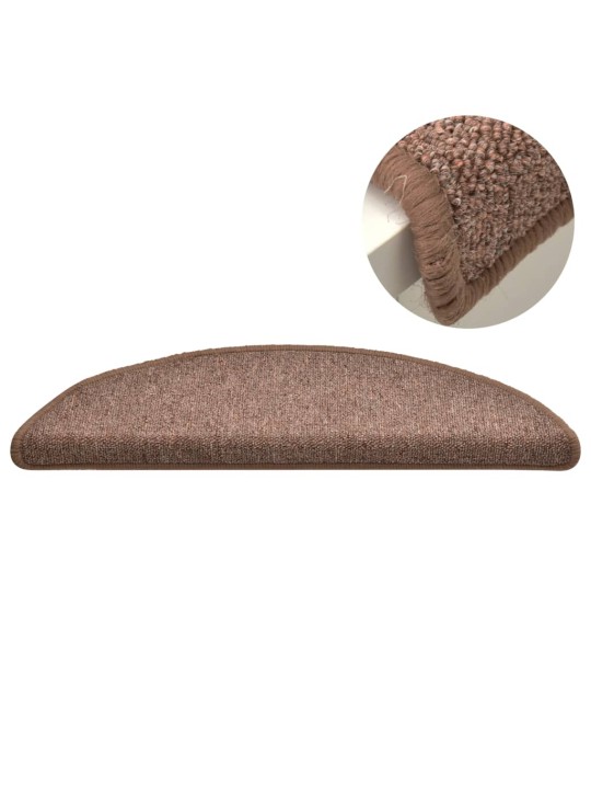 Kobercové nášlapy na schody 15 ks hnědé 56 x 17 x 3 cm