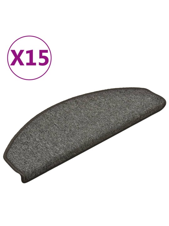 Kobercové nášlapy na schody 15 ks tmavě šedé 65 x 24 x 4 cm