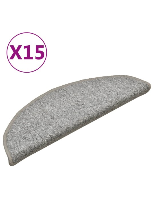 Kobercové nášlapy na schody 15 ks světle šedé 56 x 17 x 3 cm