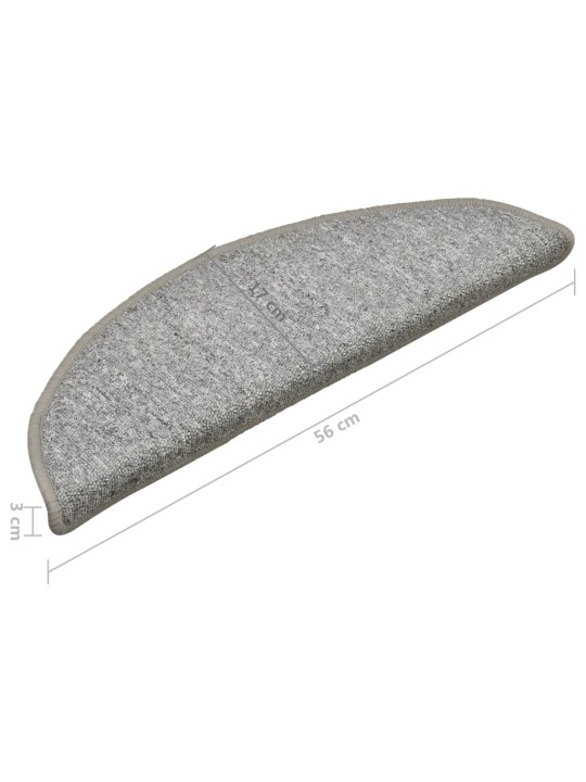 Kobercové nášlapy na schody 15 ks světle šedé 56 x 17 x 3 cm