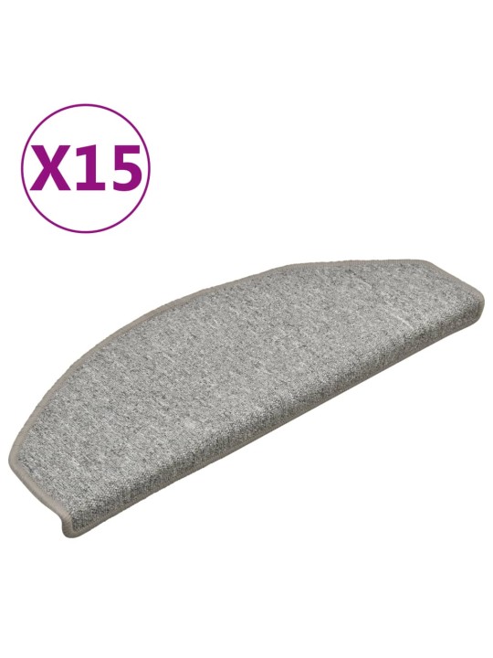 Kobercové nášlapy na schody 15 ks světle šedé 65 x 24 x 4 cm