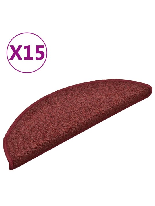 Kobercové nášlapy na schody 15 ks červené 56 x 17 x 3 cm