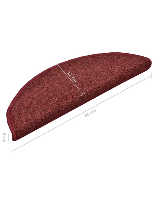 Kobercové nášlapy na schody 15 ks červené 56 x 17 x 3 cm