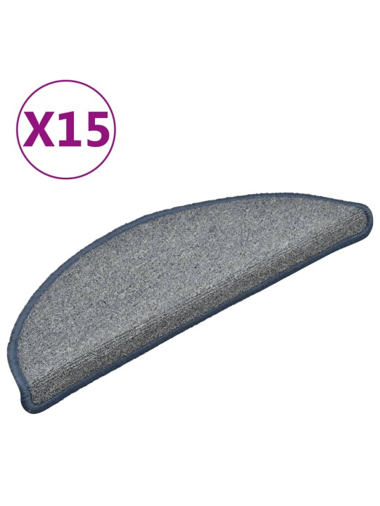 Kobercové nášlapy na schody 15 ks světle šedo-modré 56x17x3 cm