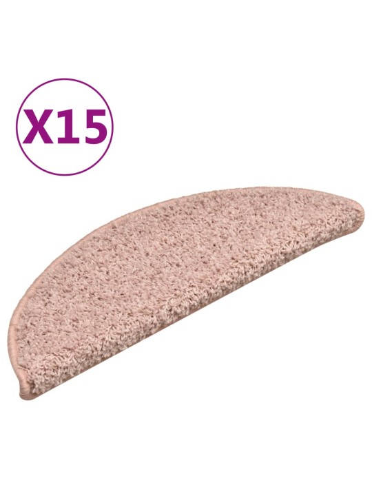 Kobercové nášlapy na schody 15 ks světle růžové 56 x 17 x 3 cm