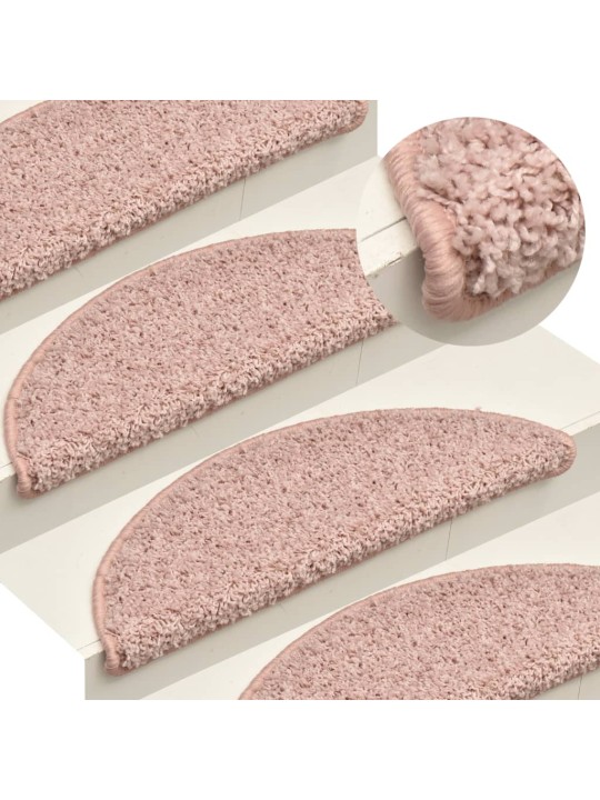 Kobercové nášlapy na schody 15 ks světle růžové 56 x 17 x 3 cm