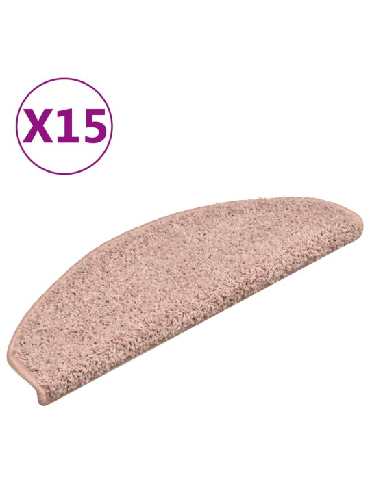 Kobercové nášlapy na schody 15 ks světle růžové 65 x 21 x 4 cm