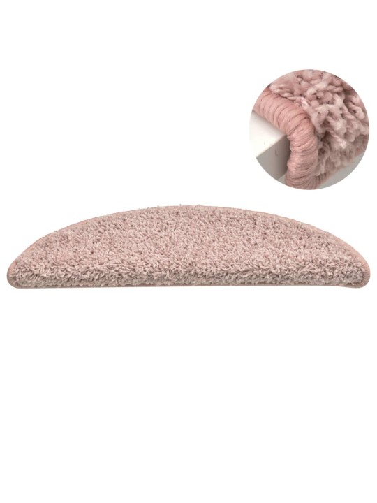 Kobercové nášlapy na schody 15 ks světle růžové 65 x 21 x 4 cm