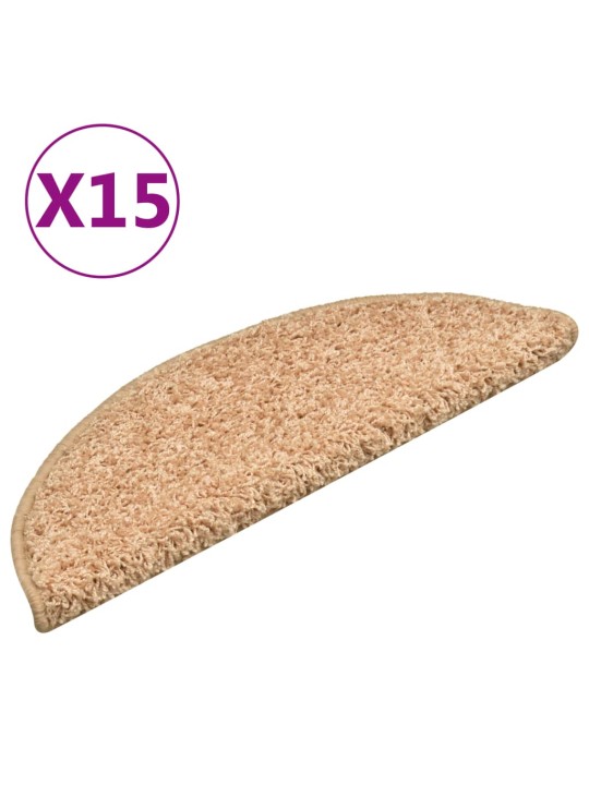 Kobercové nášlapy na schody 15 ks zlaté 56 x 17 x 3 cm