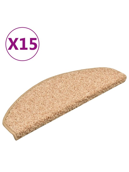 Kobercové nášlapy na schody 15 ks zlaté 65 x 21 x 4 cm