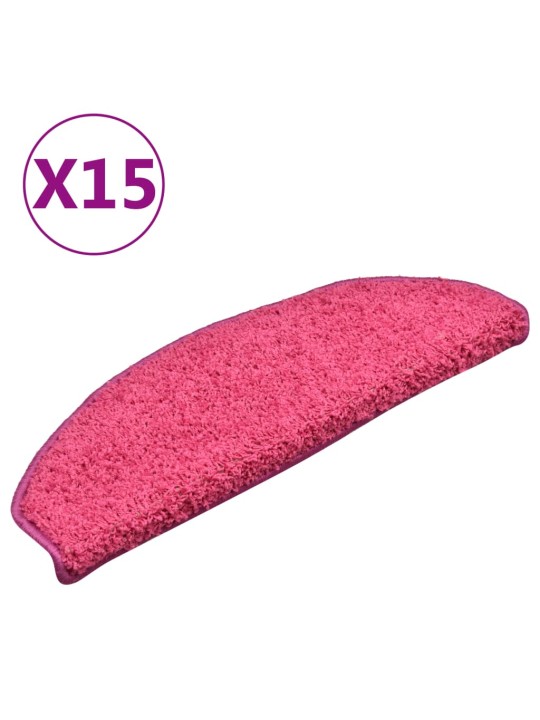 Kobercové nášlapy na schody 15 ks růžové 65 x 21 x 4 cm