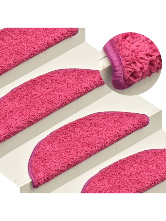 Kobercové nášlapy na schody 15 ks růžové 65 x 21 x 4 cm