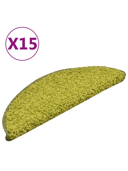 Kobercové nášlapy na schody 15 ks zelené 56 x 17 x 3 cm