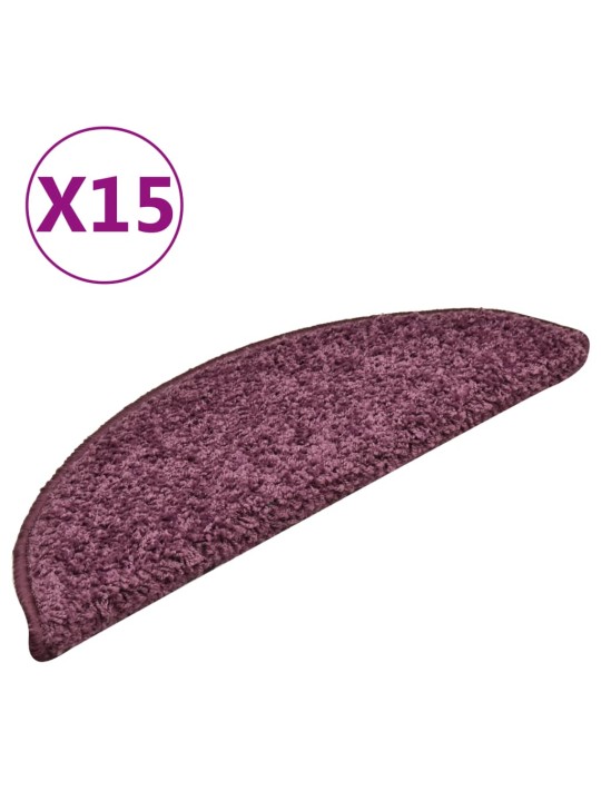 Kobercové nášlapy na schody 15 ks tmavě fialové 56 x 17 x 3 cm