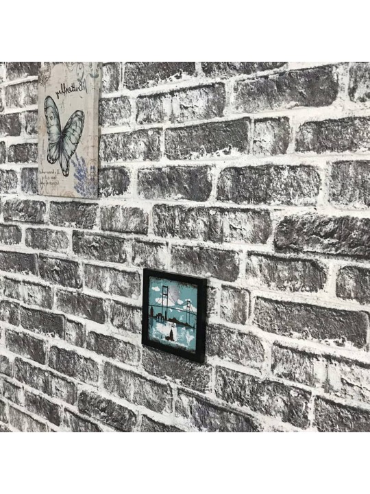 3D nástěnné panely design tmavě šedé cihly 10 ks EPS