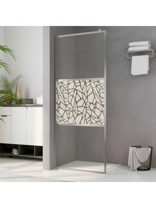 Zástěna do průchozí sprchy ESG sklo design s kameny 80 x 195 cm