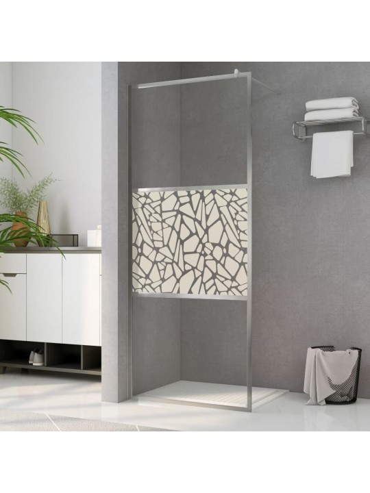 Zástěna do průchozí sprchy ESG sklo design s kameny 115x195 cm