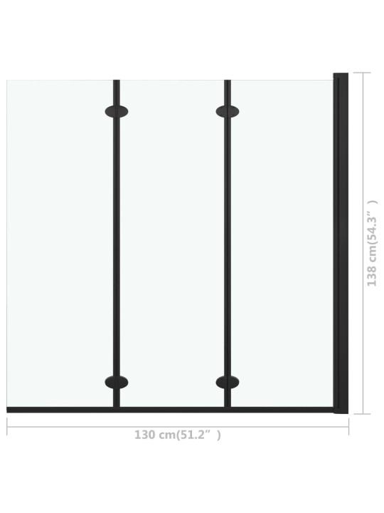 Skládací sprchový kout se 3 panely ESG 130 x 138 cm černý