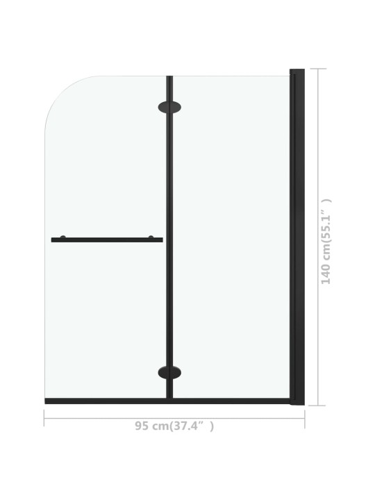 Skládací sprchový kout se 2 panely ESG 95 x 140 cm černý