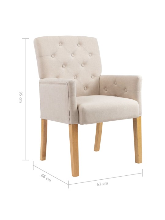 Jídelní židle s područkami béžová textil