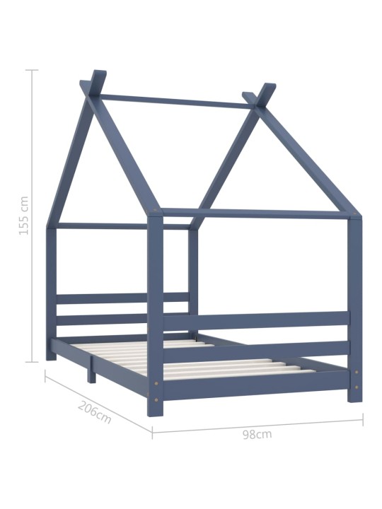 Rám dětské postele šedý masivní borové dřevo 90 x 200 cm