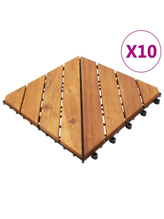 Terasové dlaždice 10 ks 30 x 30 cm masivní akáciové dřevo