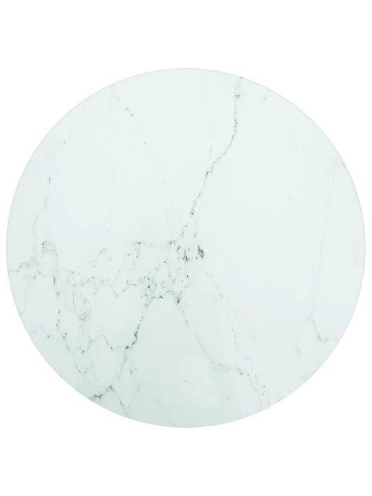 Stolní deska bílá Ø 30 x 0,8 cm tvrzené sklo mramorový design