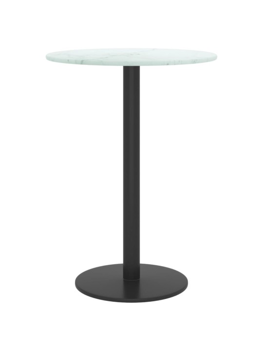 Stolní deska bílá Ø 30 x 0,8 cm tvrzené sklo mramorový design