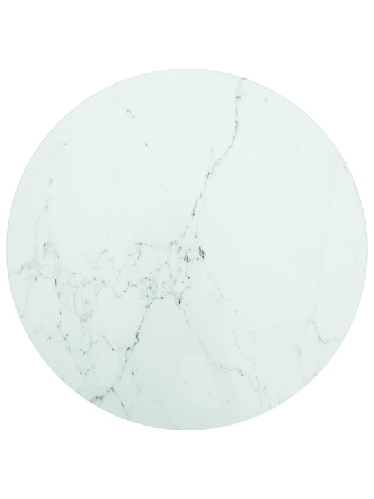 Stolní deska bílá Ø 40 x 0,8 cm tvrzené sklo mramorový design