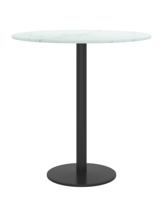 Stolní deska bílá Ø 40 x 0,8 cm tvrzené sklo mramorový design