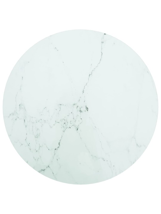 Stolní deska bílá Ø 60 x 0,8 cm tvrzené sklo mramorový design