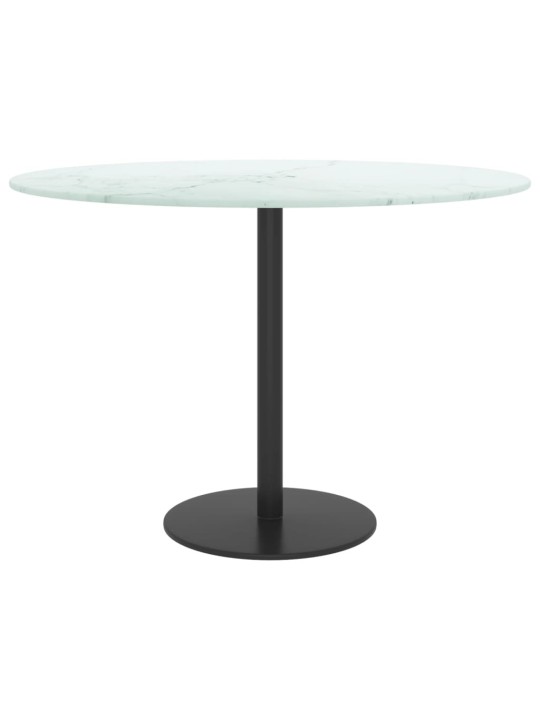 Stolní deska bílá Ø 60 x 0,8 cm tvrzené sklo mramorový design