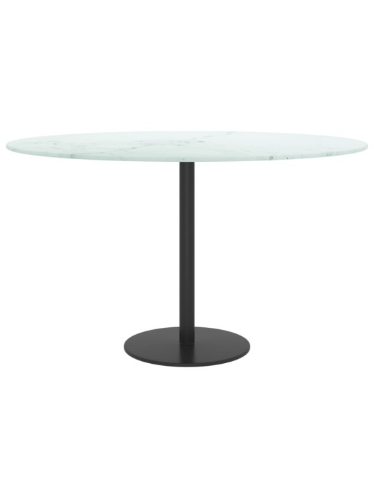 Stolní deska bílá Ø 70 x 0,8 cm tvrzené sklo mramorový design