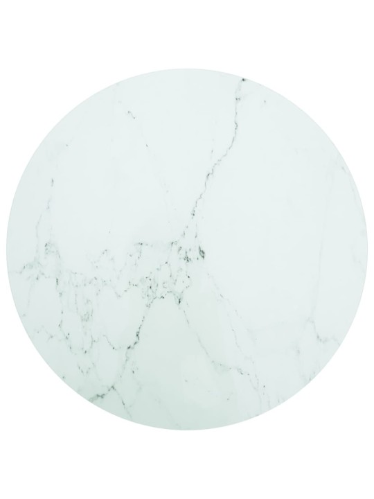 Stolní deska bílá Ø 80 x 1 cm tvrzené sklo mramorový design