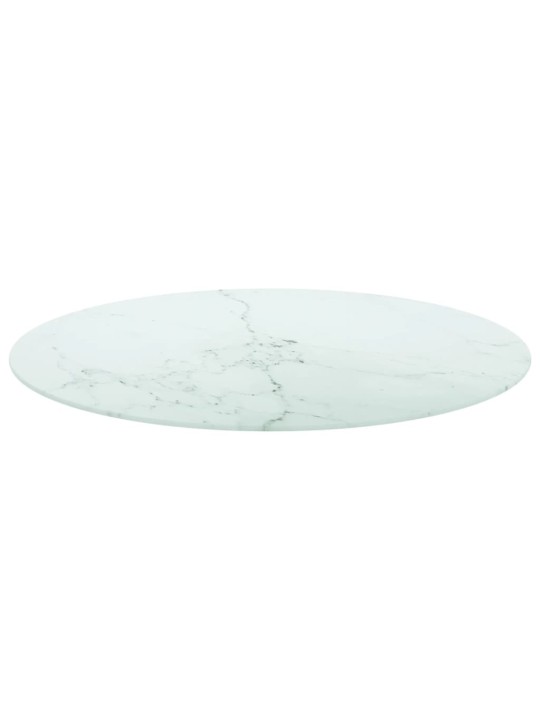 Stolní deska bílá Ø 80 x 1 cm tvrzené sklo mramorový design