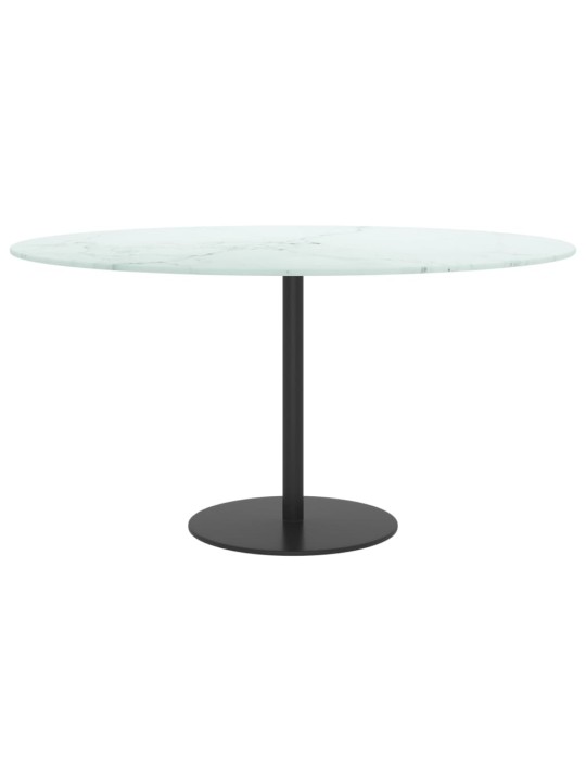 Stolní deska bílá Ø 80 x 1 cm tvrzené sklo mramorový design