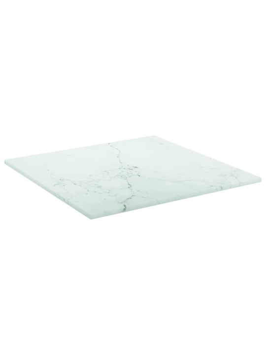 Stolní deska bílá 30 x 30 cm 6 mm tvrzené sklo mramorový design