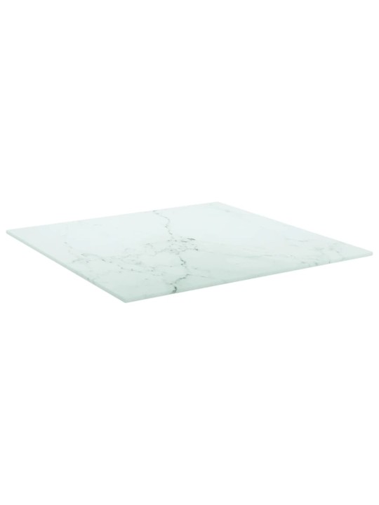 Stolní deska bílá 50 x 50 cm 6 mm tvrzené sklo mramorový design
