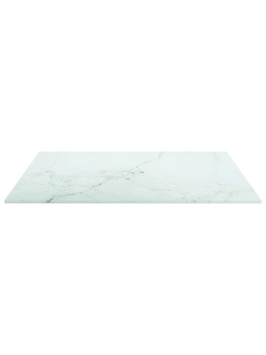 Stolní deska bílá 50 x 50 cm 6 mm tvrzené sklo mramorový design