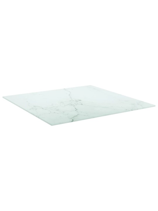 Stolní deska bílá 60 x 60 cm 6 mm tvrzené sklo mramorový design