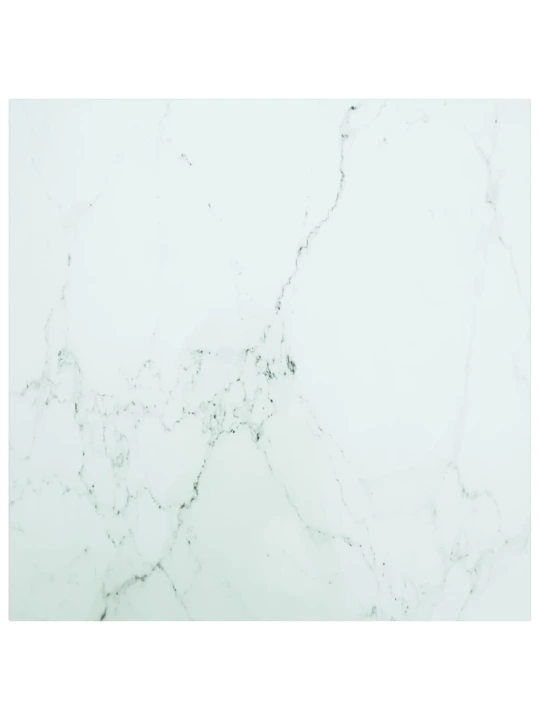 Stolní deska bílá 70 x 70 cm 6 mm tvrzené sklo mramorový design
