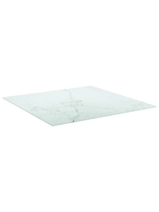 Stolní deska bílá 70 x 70 cm 6 mm tvrzené sklo mramorový design