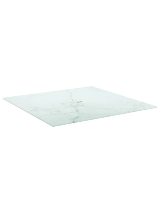 Stolní deska bílá 70 x 70 cm 6 mm tvrzené sklo mramorový design